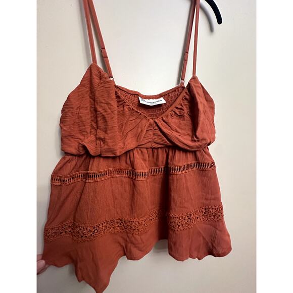 No Boundaries Rust Boho Lace Trim Peplum Cami – XL - Picture 2 of 6